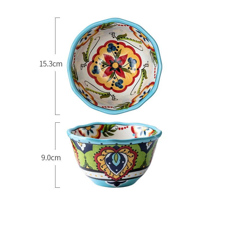 Kolorowe Ceramiczne Miski w Stylu Skandynawskim dla Rodzin i Par, z Kreskówkowymi Wzorami, Kreatywne i Nowoczesne, Idealne do Domu