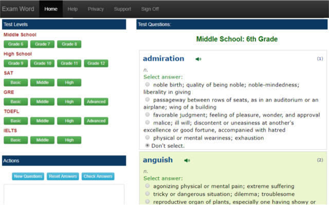 Test Vocabulary Online chrome extension