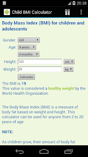 Child Bmi Calculator Body Mass Index For Children Apps On