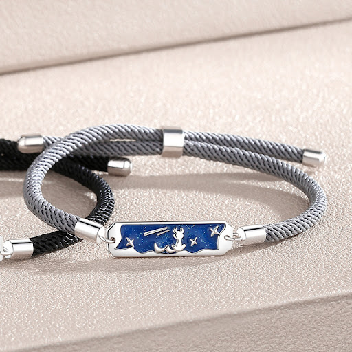 Title 4, Couple Bracelet Sterling Silver Simple Niche De...