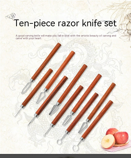 Title 10, Wooden Handle Carving Pull Burin Stainless Stee...