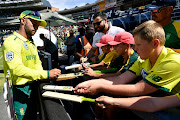 Captain JP Duminy with fans during the 3rd KFC T20 International match between South Africa and Sri Lanka at Bidvest Wanderers Stadium on March 24, 2019 in Johannesburg, South Africa. 