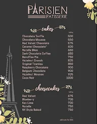 Parisien Patisserie menu 1