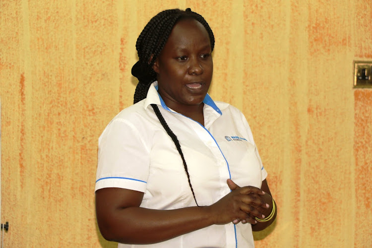 Marie Stopes marketing coordinator for Nyanza Deborah Adhiambo during a meeting on Tuesday, August 24, 2021.