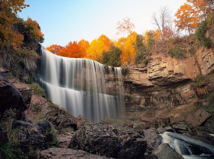 A pretty waterfall at Webster's Falls on the Niagara Escarpment in Dundas, Ontario.