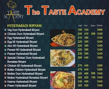 The Taste Academy menu 