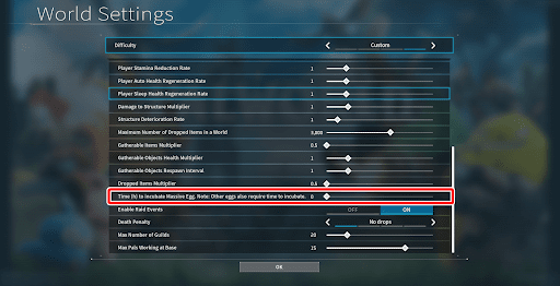 Change Incubation Speed in World Settings