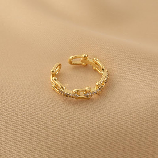 Title 4, Womens Chain Hollow Opening Ring, Simple Vache...