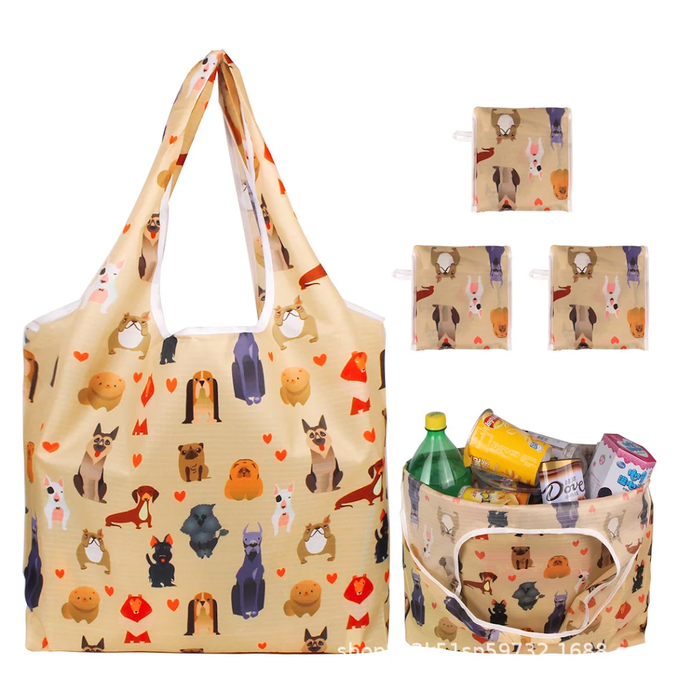 Portable Digital Printed Oxford Cloth Folding Shopping Bag. A convenient and durable bag, perfect for grocery shopping, 