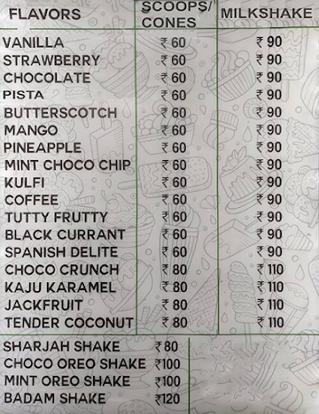 Rajadhani Ice Cream Parlour menu 