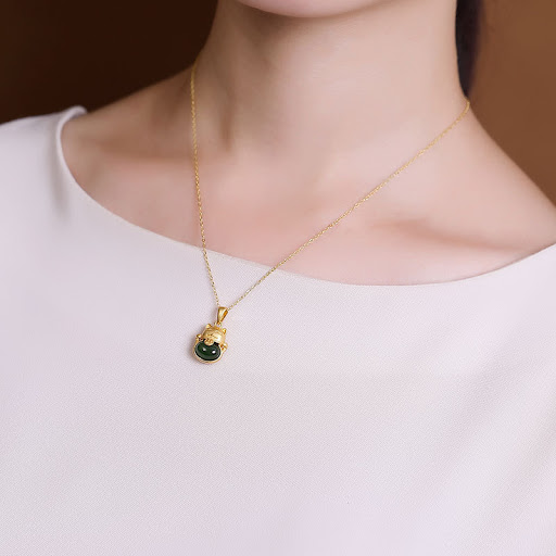 Title 5, Lucky Cat Hetian Jade Ancient Law Gold Pendant ...