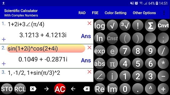 Wissenschaftlicher Rechner Komplexe Zahlen APK [Kostenpflichtig] 3