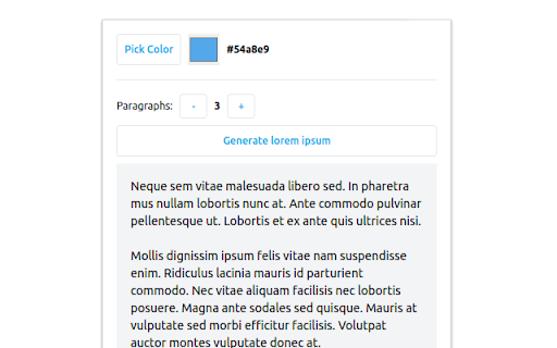 Color picker and lorem ipsum text generator