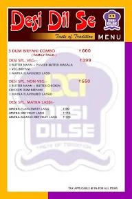 Desi Dilse menu 2