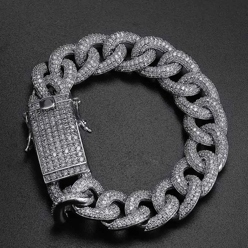 Bracelet cordon en fer et zircone complet pour mannequins européens et américains, élégant et robuste.