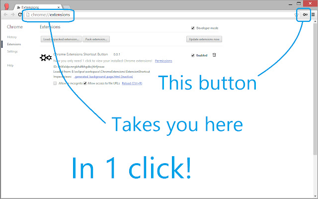 Shortcut Button for Google Chrome Extensions