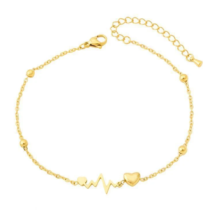 Electroplated 18K Gold Color Protection Popular ECG Anklet, stylish and safe, wear it with confidence.