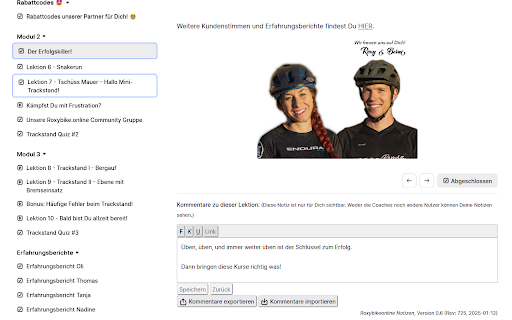 Roxybikeonline Notizen