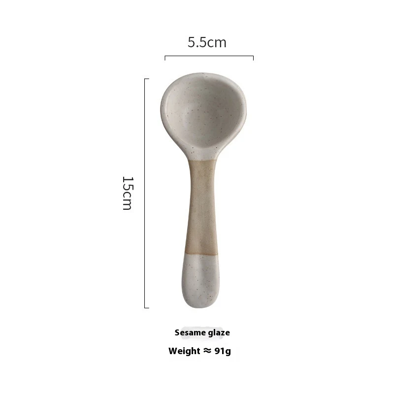 Cuenco de cerámica hecho a mano de estilo retro con cuchara, perfecto para servir comidas con elegancia y un toque rústico.