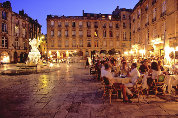 Parliament Square in Bordeaux, France, is a gathering place with many cafes.