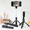 Gậy Chụp Ảnh Selfie Bluetooth Có Điều Khiển Cho Điện Thoại, Gậy Chụp Hình Tự Sướng Tripod Kéo Dài 56Cm 3 Chân