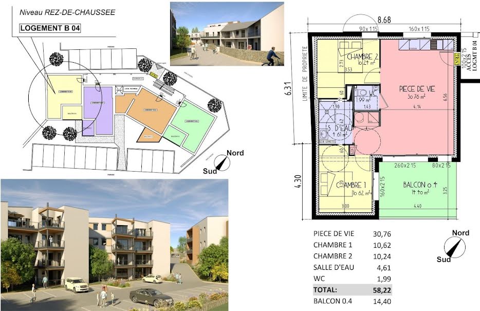 Vente appartement 3 pièces 58 m² à Les Herbiers (85500), 245 600 €