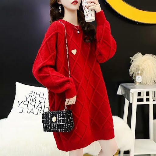 Title 4, Womens Mid-length Thick Knitted Base Sweater