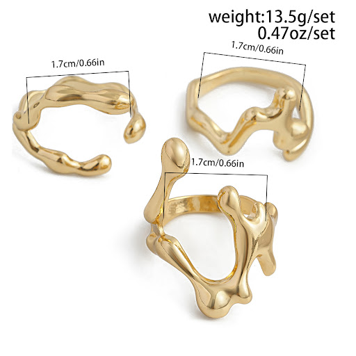 Title 2, Simple and Irregular Lava Open-end Polished Rin...