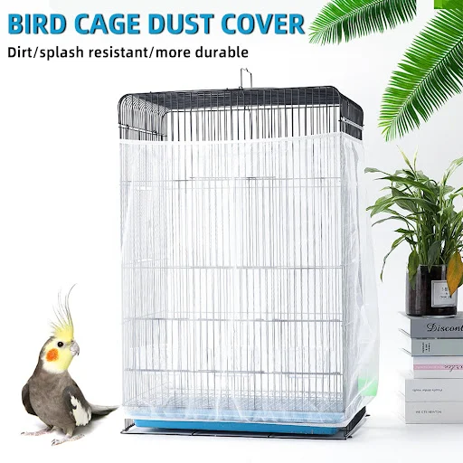 Nylon Mesh Bird Cage Cover Shell Skirt Net Easy Cleaning Seed Catcher Guard Bird Cage Accessories Airy Mesh Parrot Bird 