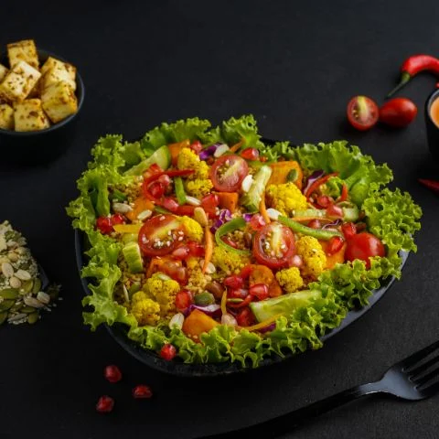 Paneer Cracked Wheat Garlicky Salad, Mustard Dressing