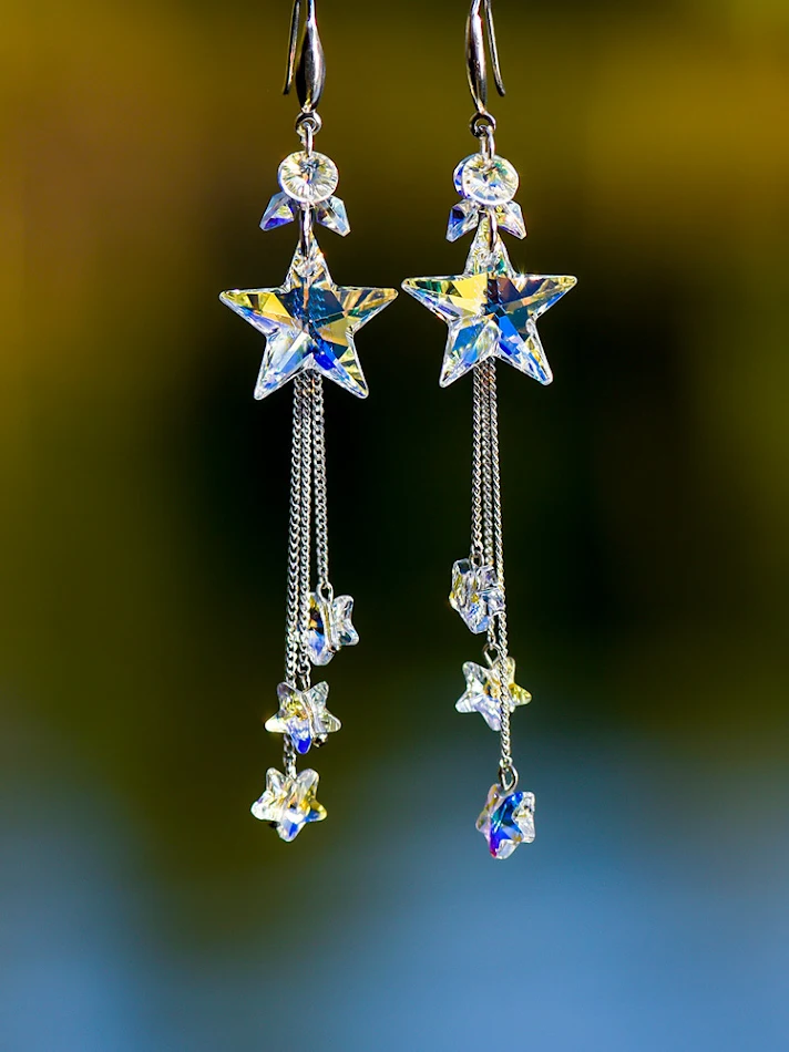 Long XINGX Artificial Crystal Earrings with Tassels, a Stylish Accessory for Women. Perfect for Gifts and Parties, Featu