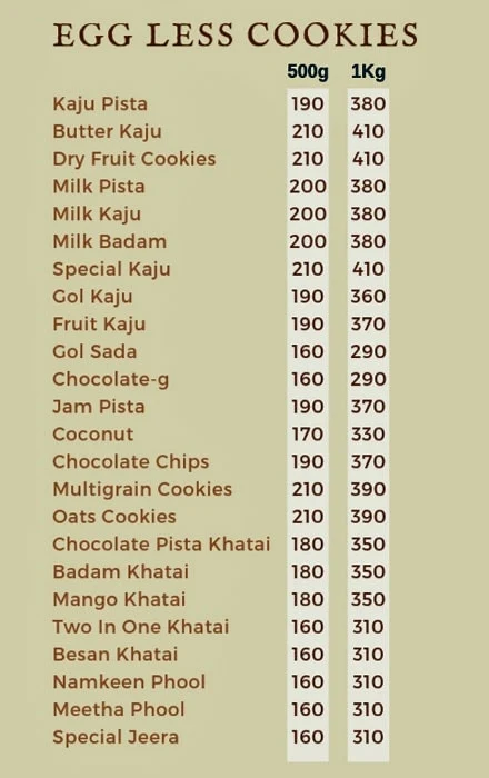 The Cookies Shop menu 