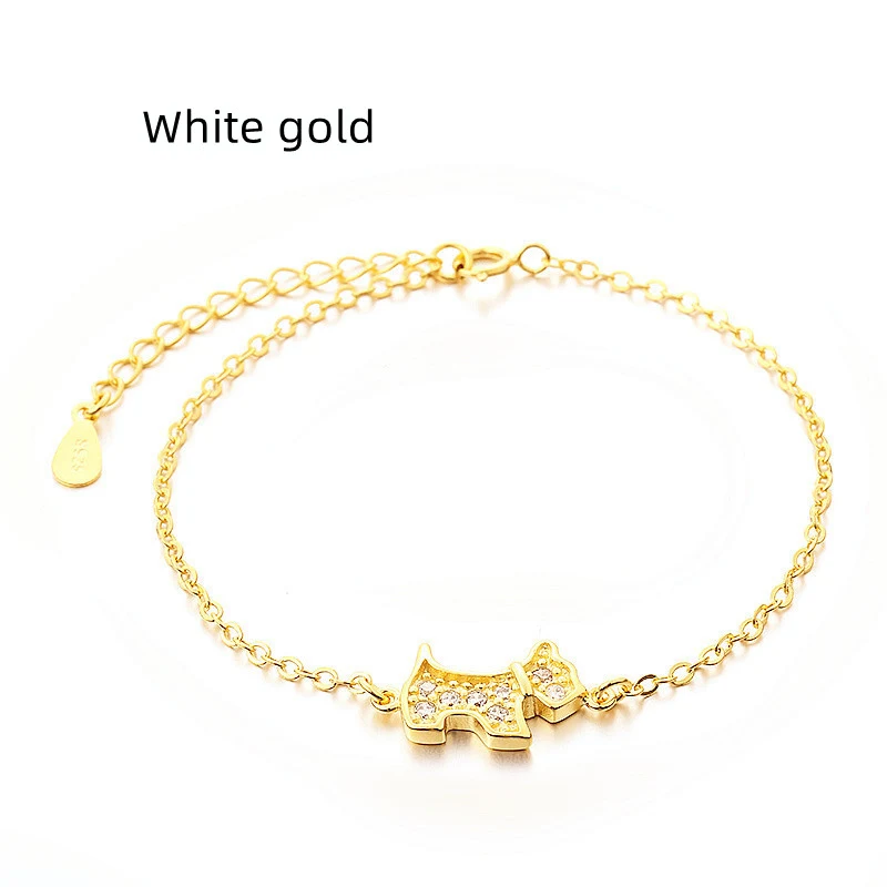Bracelet de chien doré tendance avec zircon, un accessoire élégant pour les amoureux des chiens. Bijou fin, parfait pour offrir ou porter au quotidien.
