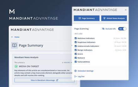 Mandiant Advantage | Threat Intelligence chrome extension