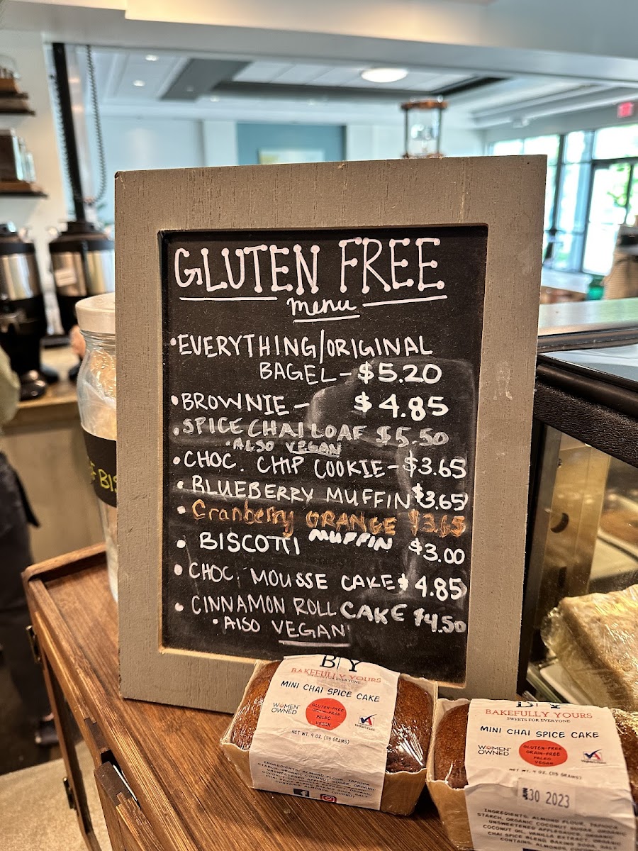 Ridgetop Coffee and Tea gluten-free menu