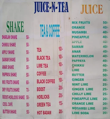 Juice N Tea menu 