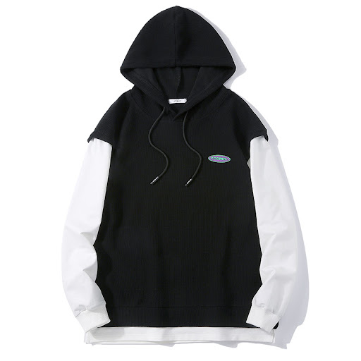 Title 2, Mens Contrast Color Loose Cotton Hooded Sweats...