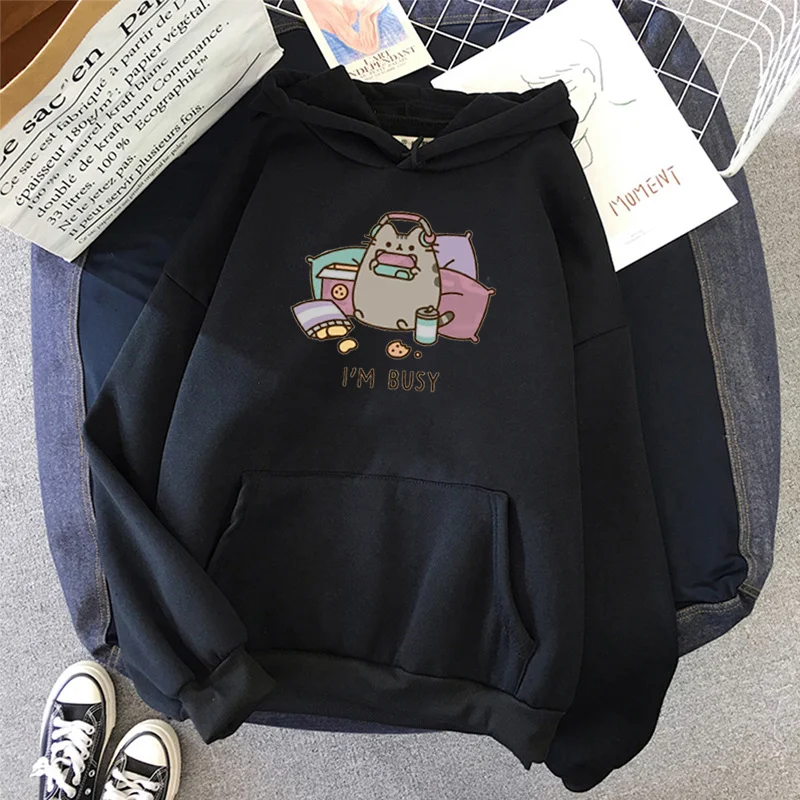 Sweat à capuche chat drôle pour femme Mode Kawaii Harajuku. Un pull confortable et adorable pour un look décontracté et tendance.