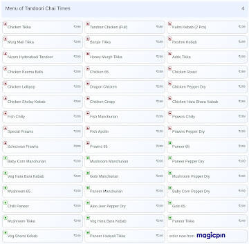Tandoori Chai Times menu 