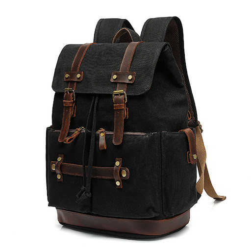 Title 2, Mens Canvas Backpack Oil Wax Waterproof Comput...