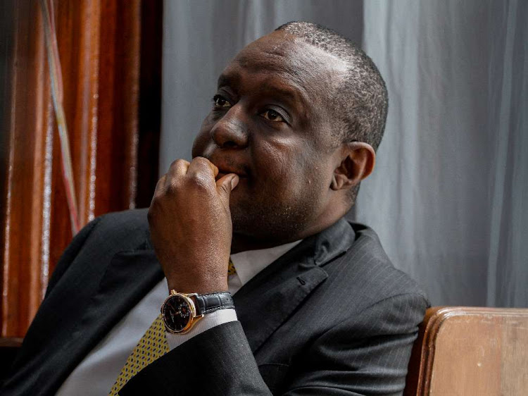 Former National Treasury CS Henry Rotich as he appeared before chief magistrate Douglas Ogoti where he alongside others were charged with conspiracy to defraud the government on July 23,2019.