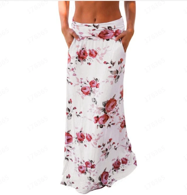 Elegante Bloemenprint Lange Jurk met Hoge Taille, Figuurbetonend, Slim Fit, Perfect voor Werk of Uitgaan, Stijlvol en Temperamentvol.