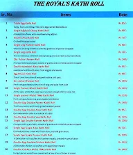 The Royal's Kathi Roll menu 1