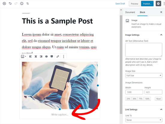 Adicionar legenda à imagem na postagem do WordPress