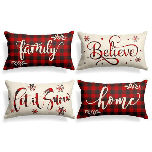 Title 1, Long Christmas Linen Lumbar Cushion Cover for O...