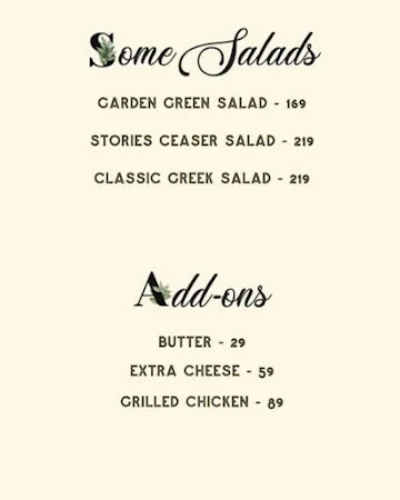 Stories Brewery and Kitchen menu 