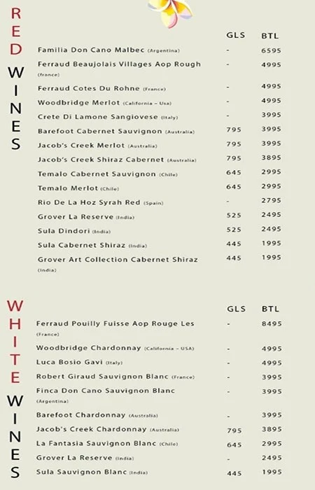 Unplugged Courtyard menu 