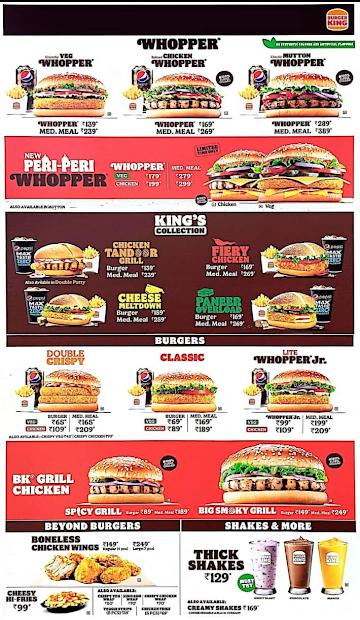 Burger King menu 