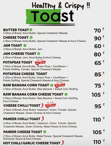 Chaatwich menu 