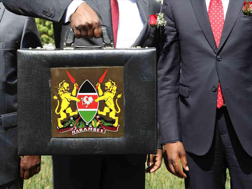 The briefcase containing the 2017/18 draft budget policy statement, as displayed by Treasury Cabinet Secretary Henry Rotich, ahead of the reading at Parliament on March 30, 2017. /HEZRON NJOROGE